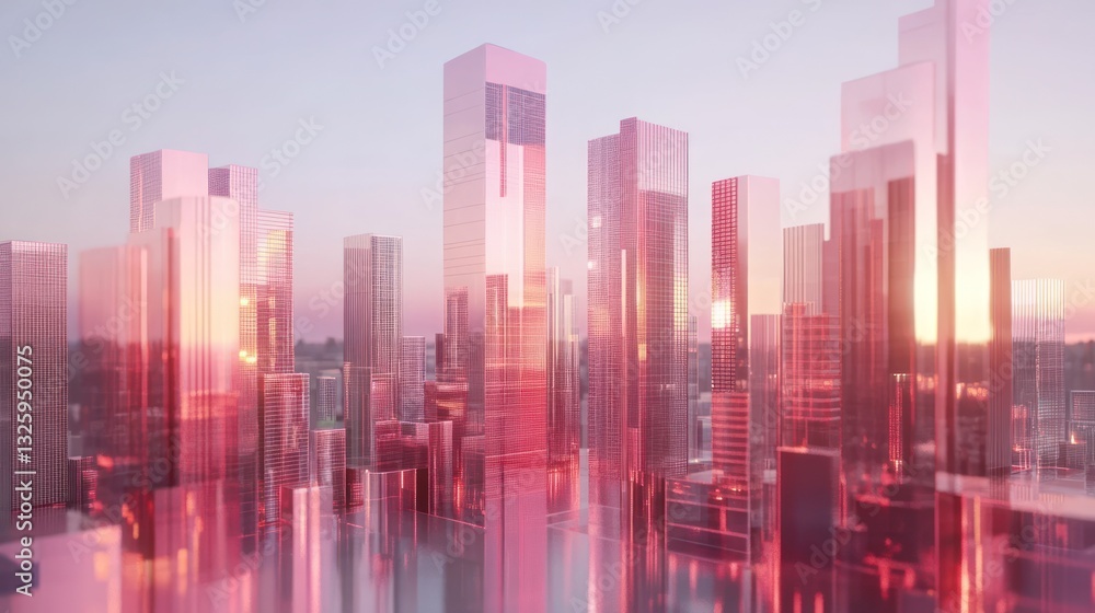 Obraz premium Futuristic city skyline at dawn (1)