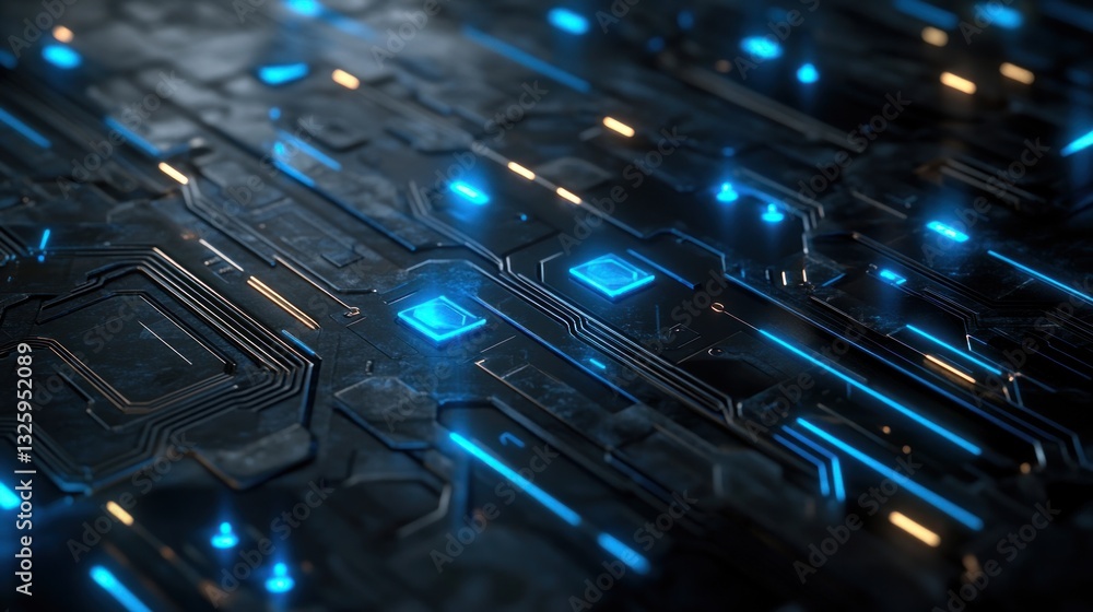 Futuristic circuit board close-up Futuristic circuit board close-up