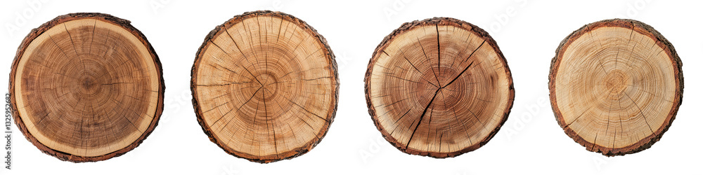 Fototapeta premium Detailed Wooden Logs with Visible Growth Rings and Textured Bark Showcasing the Natural Beauty and Patterns of Timber Cross Sections