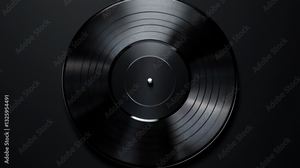 Black Vinyl Record on Dark Background Black Vinyl Record on Dark Background