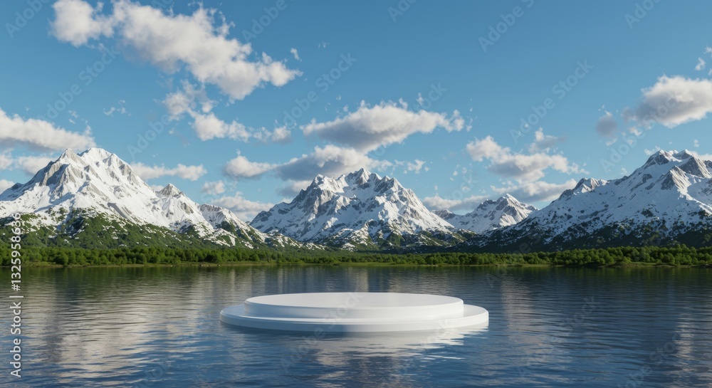 Obraz premium Circular platform above the lake