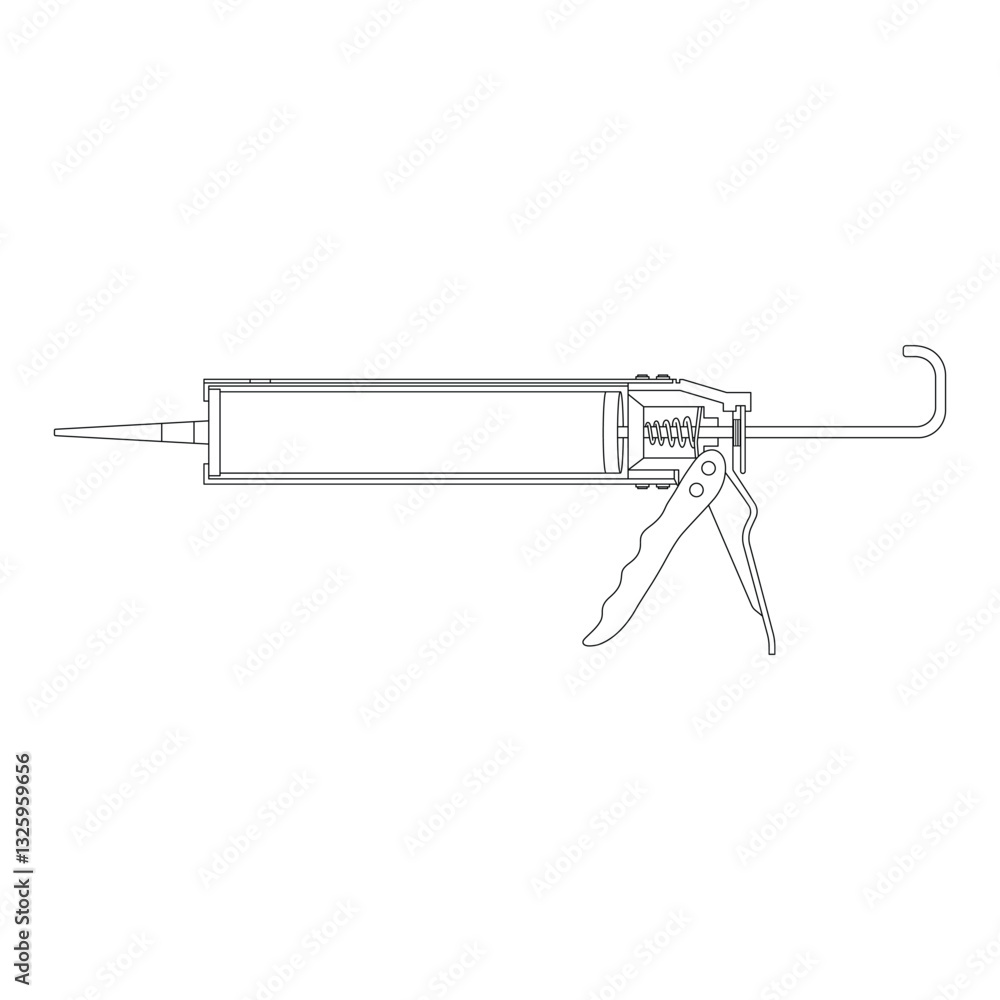 Hand drawn kids drawing vector illustration sealant gun cartoon isolated Hand drawn kids drawing vector illustration sealant gun cartoon isolated