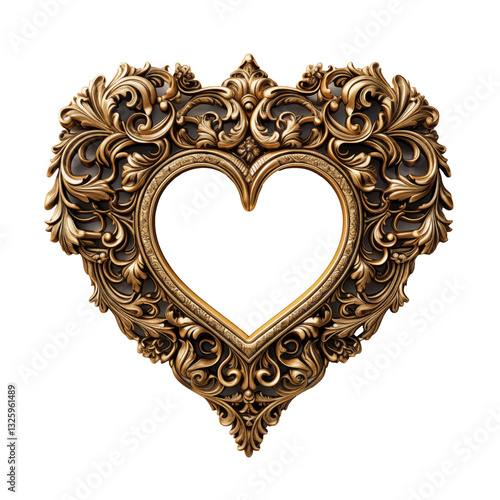 golden heart frame isolated