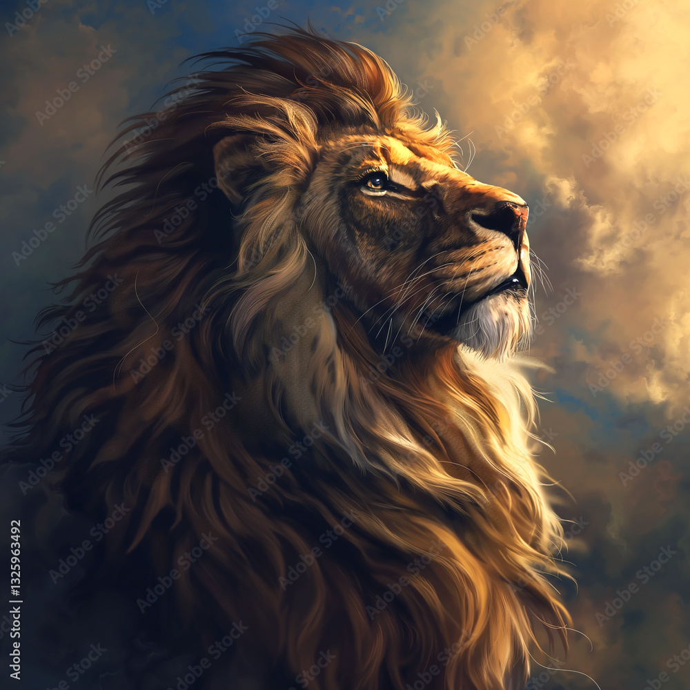 Naklejka premium lion digital wallpaper background