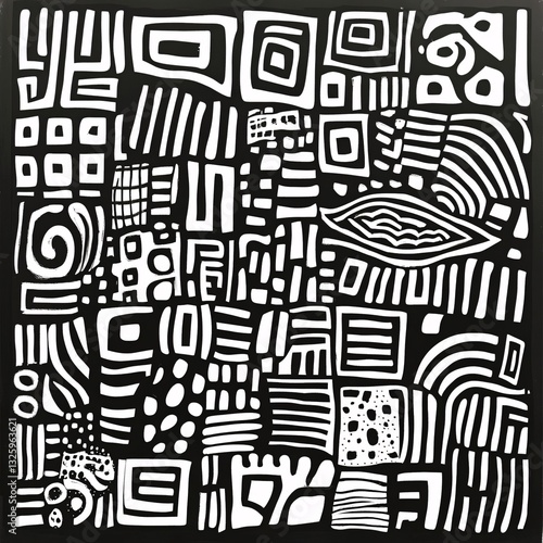 Wallpaper Mural Abstract seamless pattern doodle art creative design studio digital artwork modern aesthetics top-down perspective Torontodigital.ca