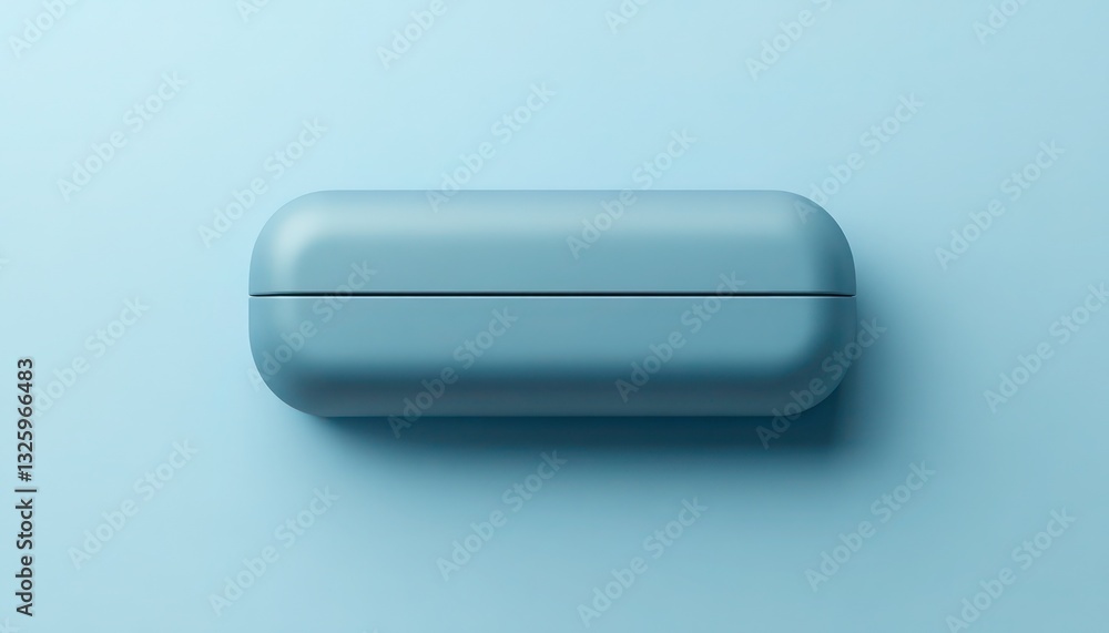 Compact pill box with a sleek design isolated on a light steel blue background Compact pill box with a sleek design isolated on a light steel blue background