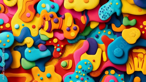 Fun & colorful abstract shapes, flat lay. Cheerful backgrounds for children's designs