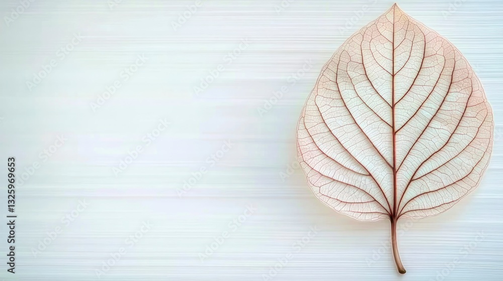 Obraz premium Minimalist White Leaf on Wood Nature Texture Botanical Background High Resolution Image