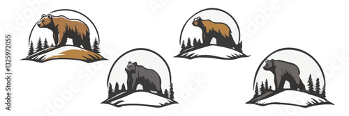 Forest & Mountain Bear Silhouette Art – Outdoor-Themed Graphics
