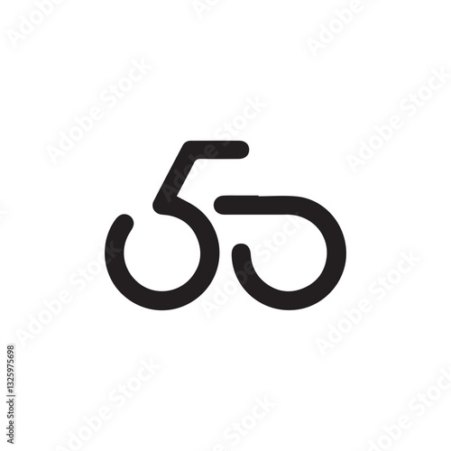 Logo 50 in the form of a simple minimalist black and white bicycle