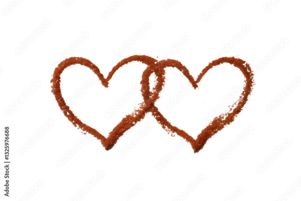 continuous line drawing of two red hearts isolated on white background PNG. GENERAATIVE AI continuous line drawing of two red hearts isolated on white background PNG. GENERAATIVE AI