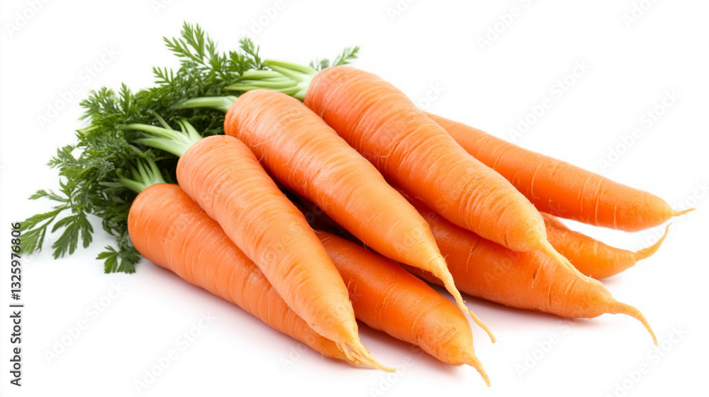 Bunch of Carrots Isolated on white background, top view angle Bunch of Carrots Isolated on white background, top view angle