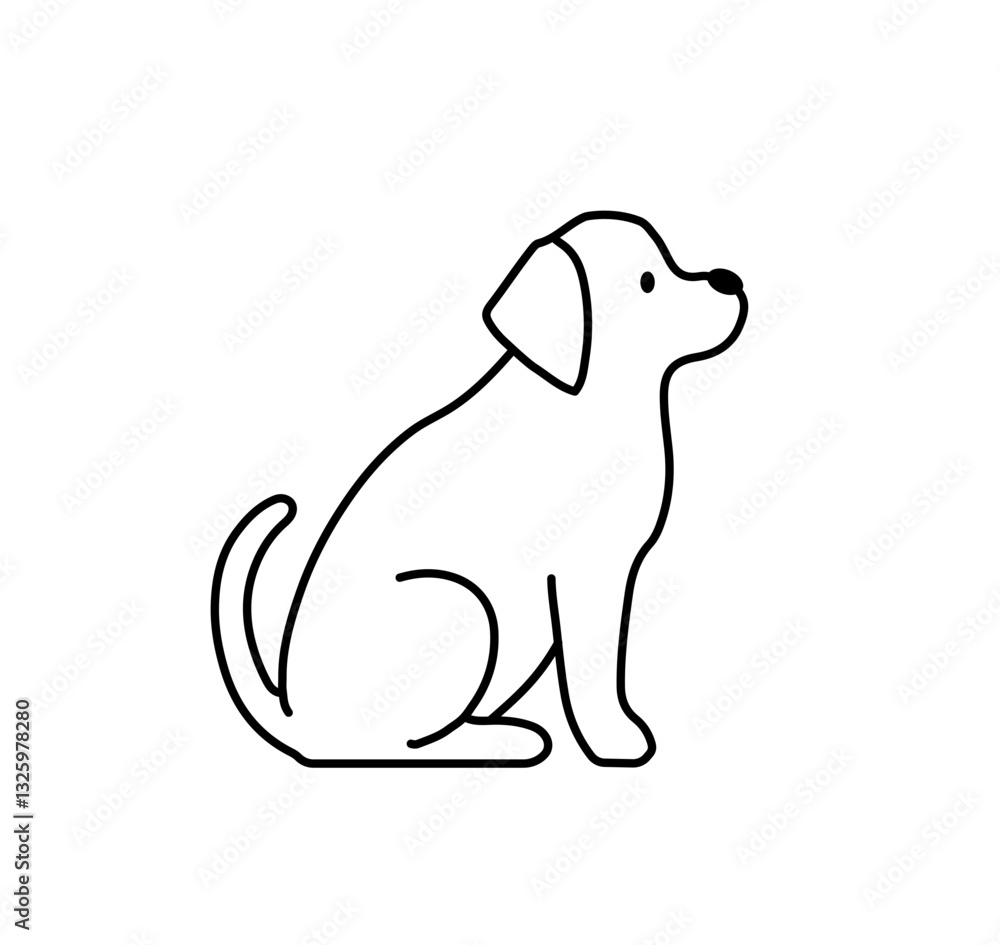 Linear sitting dog icon. Side view Linear sitting dog icon. Side view