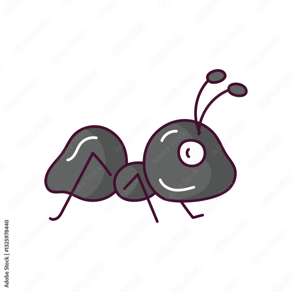 Naklejka premium Ant doodle color line icon with white background vector stock illustration