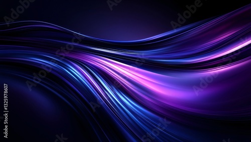 Dynamic waves of light in abstract digital art vibrant purple and blue modern design studio environment
