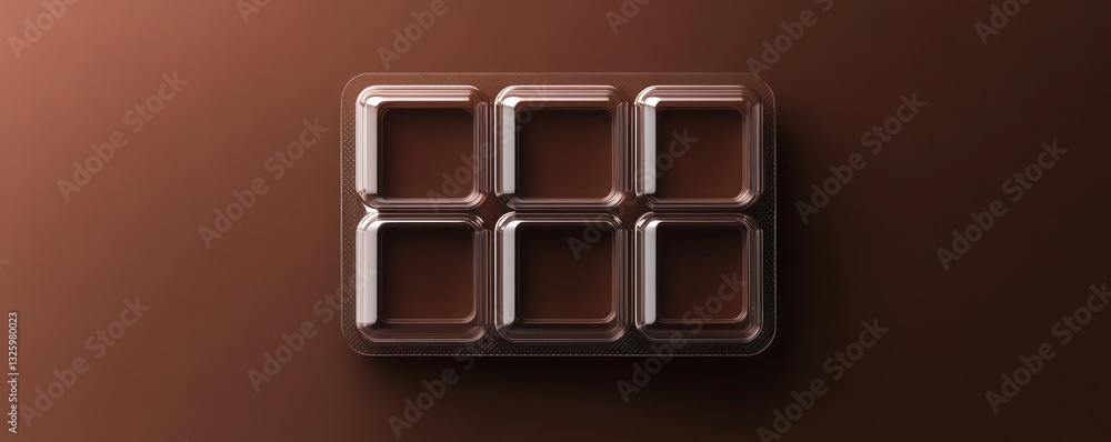 Obraz premium Transparent pill case mockup showing sleek compartments on a warm chocolate brown backdrop