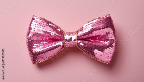 pink sequin bow tie on pastel background