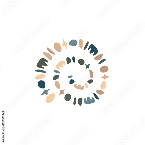 Pebbles with quartz lines made into a spiral, Wellness and Spiritual Logo Design Vector