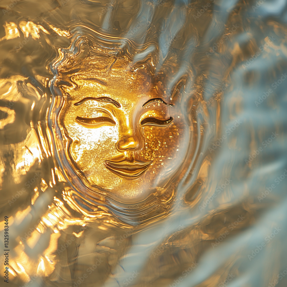 the sun that has eyes and a mouth, is smiling