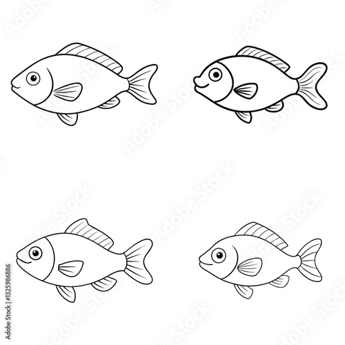 set of cartoon fishes