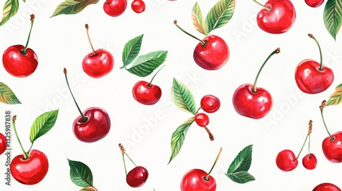 cherry fruit illustration. cherries watercolor background. wallpaper background