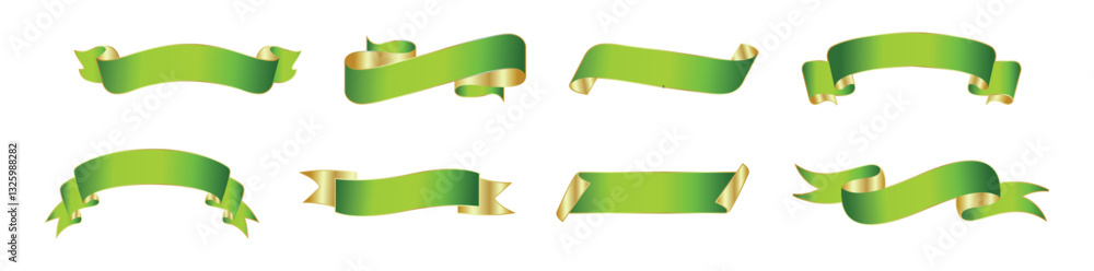 gold green ribbon set vector design gold green ribbon set vector design