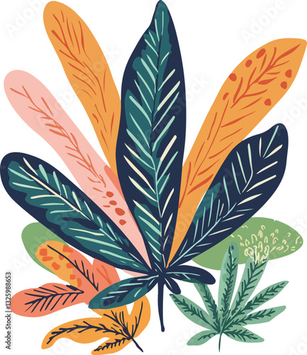 Colorful Abstract Leaves Illustration