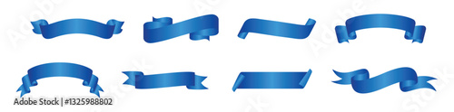 blue ribbon set vector design