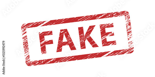 Red Fake text stamp sticker with grunge vector