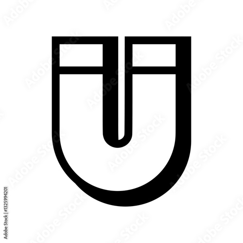 Black magnet icon flat vector design