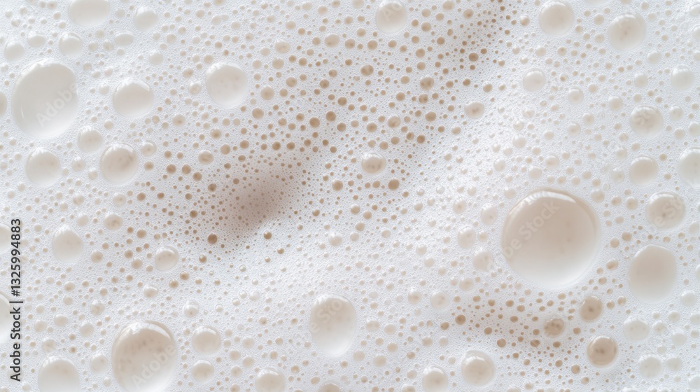 Close-up of creamy foam with bubbles, creating a soft texture, ideal for culinary or beverage visuals Close-up of creamy foam with bubbles, creating a soft texture, ideal for culinary or beverage visuals