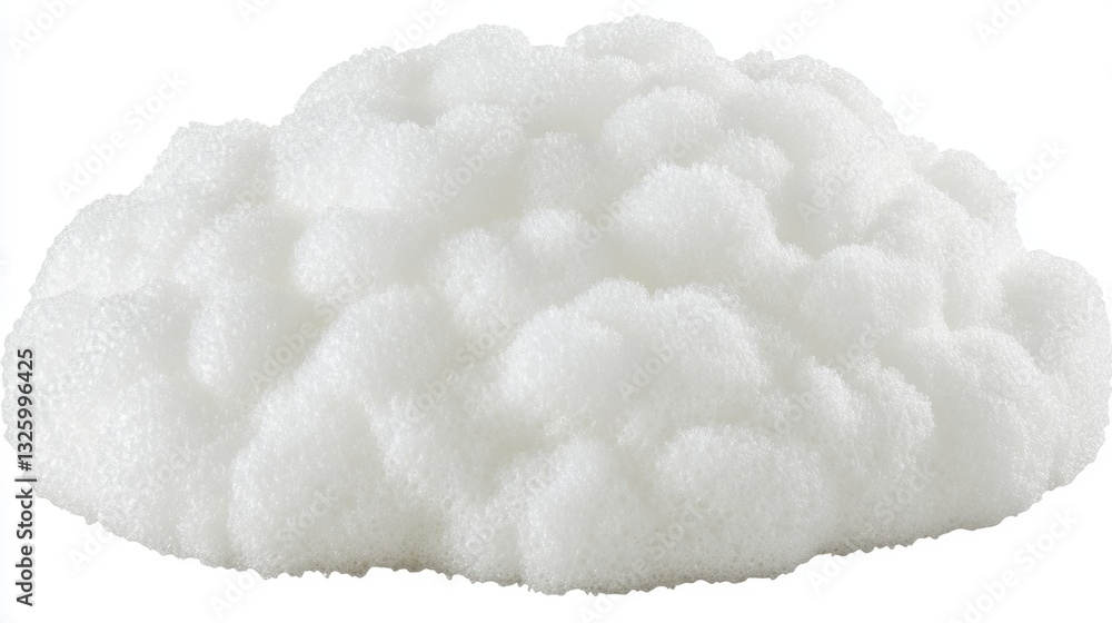 A fluffy, white cloud-like object resting on a flat surface, creating a serene and soft ambiance