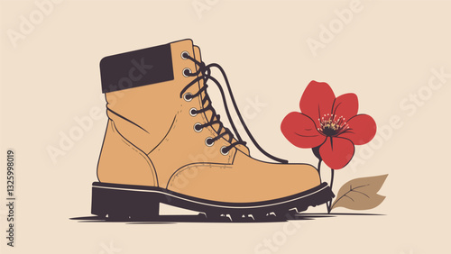 Boot and Flower Illustration