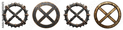 Forbidden symbol isolated on transparent background, PNG, Set of