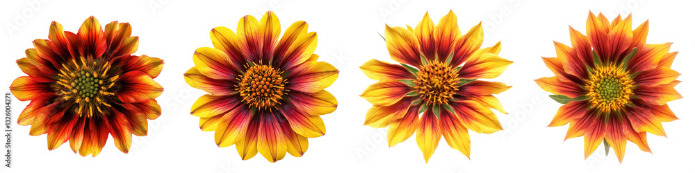 Gaillardia flower isolated on transparent background, PNG, Set of Gaillardia flower isolated on transparent background, PNG, Set of