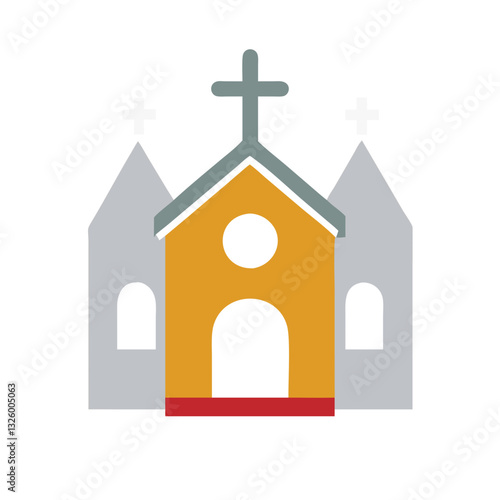 Traditional church with red doors