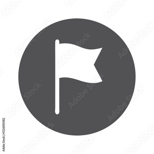 White flag on dark circle background