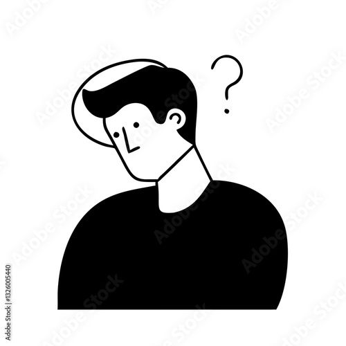 Confused young man thinking with question mark