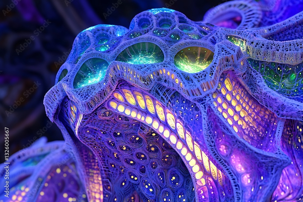 Obraz premium Abstract fractal structure; digital creation; dark. Tech background. Science promo