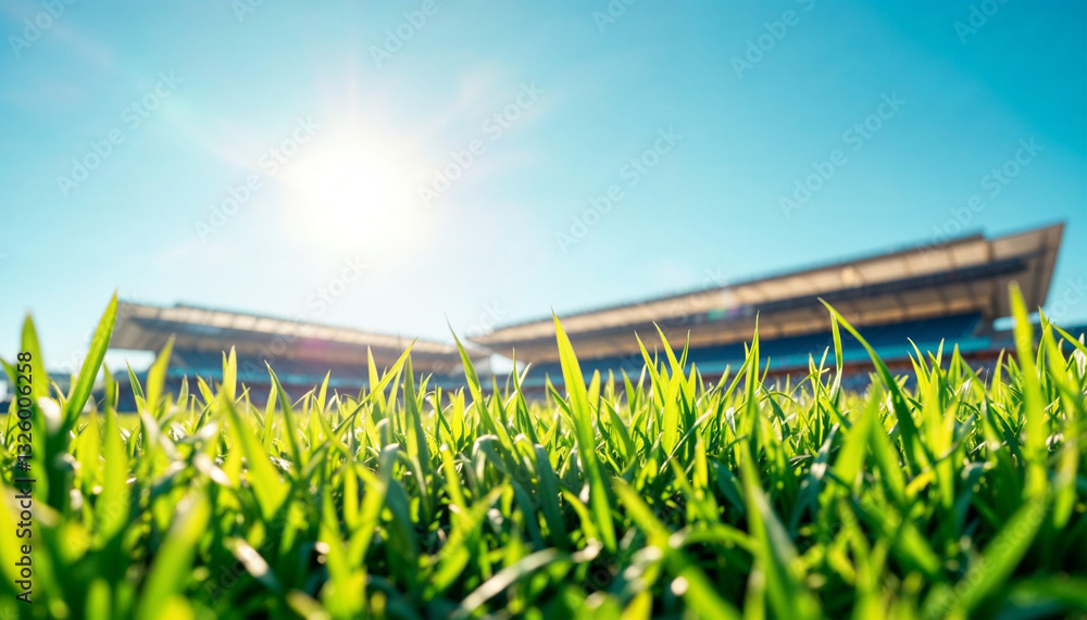 Fototapeta premium low angle field grass soccer football sport stadium