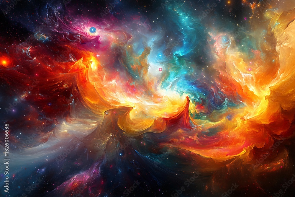 Abstract Nebula Colorful interstellar cloud in the cosmos for science, art, design Abstract Nebula Colorful interstellar cloud in the cosmos for science, art, design