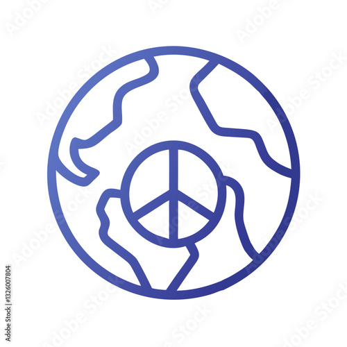 Earth outline with peace symbol inside