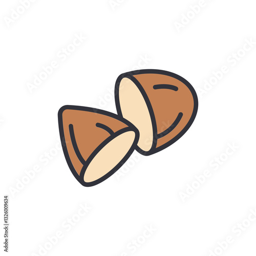 Almond colored icons, minimalist vector illustration ,simple transparent graphic element .Isolated on white background
