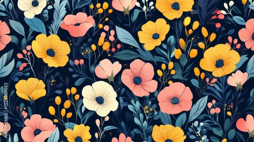 Wallpaper Mural 91.Cute floral vector seamless pattern Torontodigital.ca