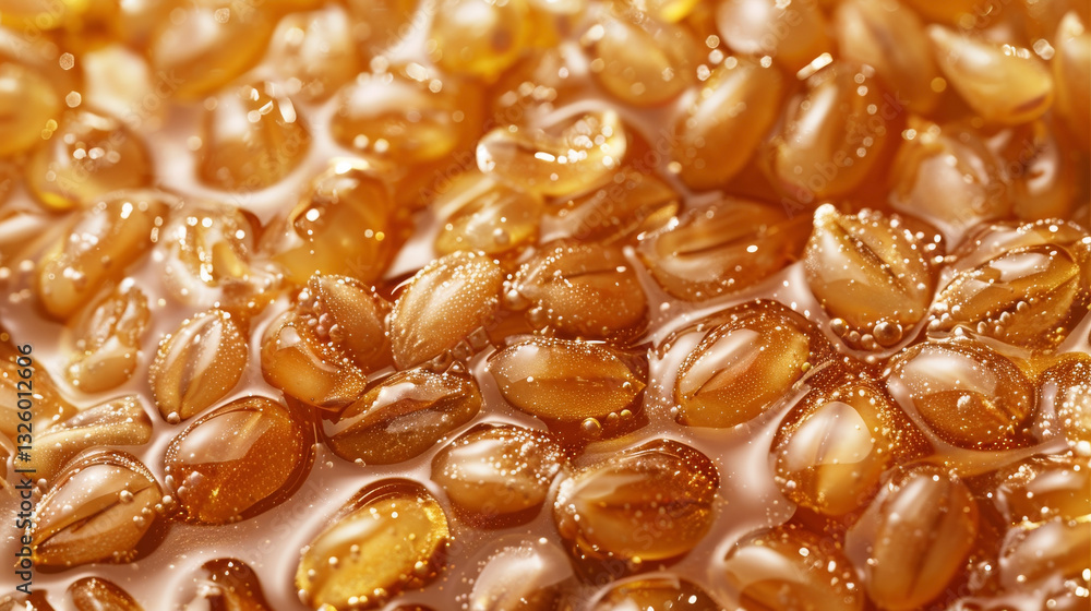 Close-up of Belarusian Kuraga: soaked wheat grains with honey, nuts, and cinnamon topping Close-up of Belarusian Kuraga: soaked wheat grains with honey, nuts, and cinnamon topping