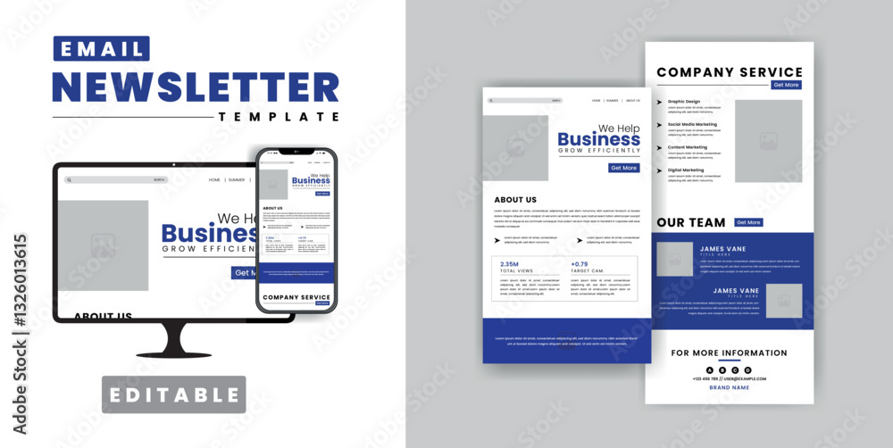 Email Newsletter Template Design for Business. Email Newsletter Template Design for Business.