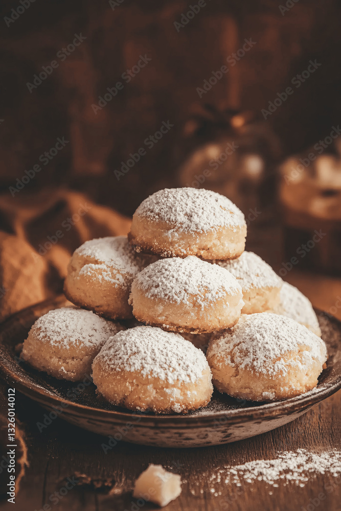 Buttery Snowball Cookies with Sweetened Condensed Milk and Powdered Sugar Coating Buttery Snowball Cookies with Sweetened Condensed Milk and Powdered Sugar Coating
