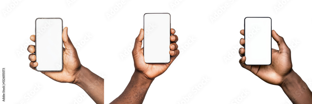 A hand holding a sleek smartphone, showcasing a blank screen, emphasizing modern technology and communication.
