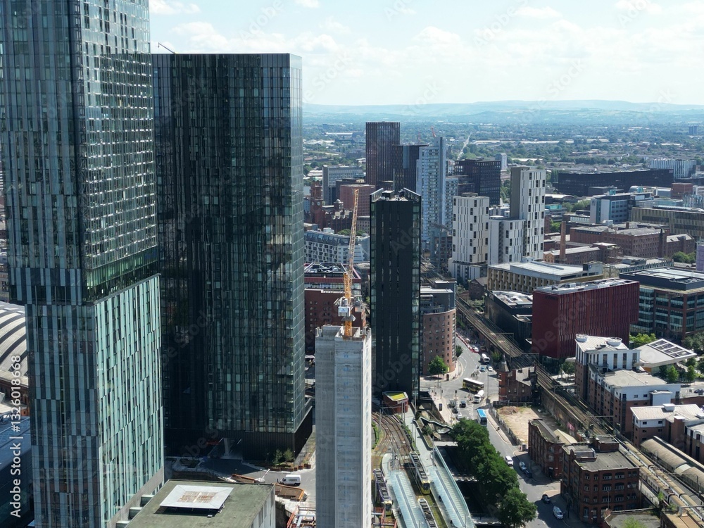 Obraz premium Aerial view of Manchester skyscrapers.