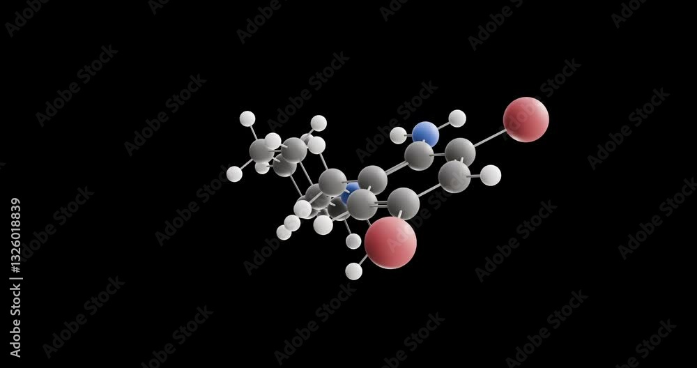Bromhexine molecule, rotating 3D model of mucolytic, looped video on a black background Bromhexine molecule, rotating 3D model of mucolytic, looped video on a black background